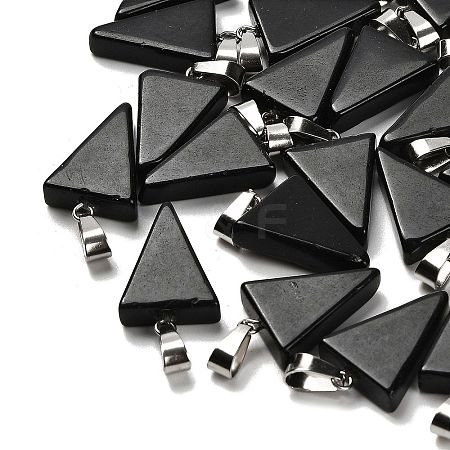 Natural Obsidian Pendants G-B127-04P-06-1