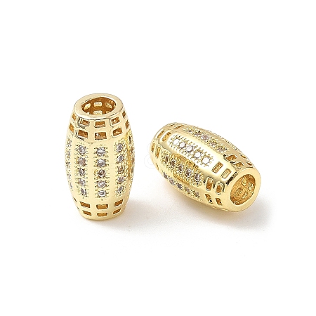 Brass Micro Pave Cubic Zirconia Beads KK-C104-05G-1