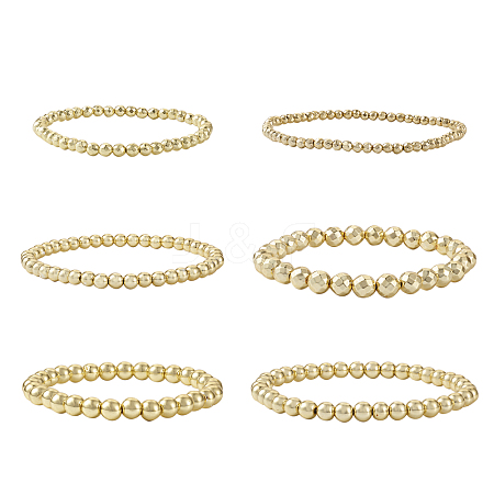 6Pcs 6 Style Synthetic Hematite Round Beaded Stretch Bracelets Set BJEW-SW0001-01-1