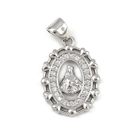 Brass Micro Pave Cubic Zirconia Pendants KK-P323-11C-P02-1