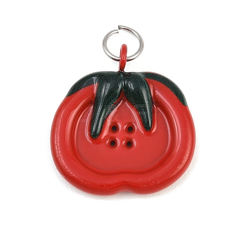 Button 304 Stainless Steel Enamel Pendants SA-CBAE390-01D-1