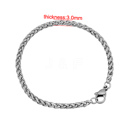 Tarnish Resistant 304 Stainless Steel Wheat Chain Bracelets BJEW-M187-12-G-1