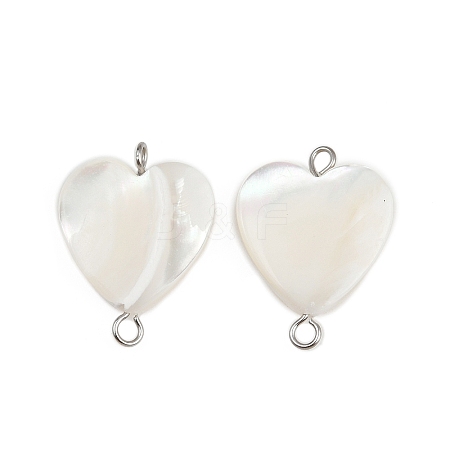 Natural Shell Heart Connector Charms X1-STAS-D378-25P-1