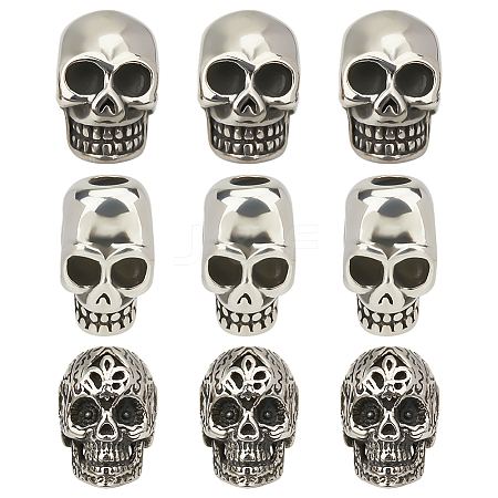 9Pcs 3 Styles 304 Stainless Steel European Beads STAS-ME0002-93-1