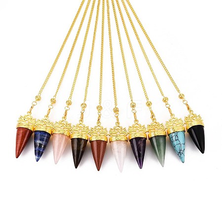 Natural & Synthetic Mixed Gemstone Cone Dowsing Pendulums G-T142-41-1