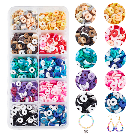 ARRICRAFT 2500Pcs 10 Colors Handmade Polymer Clay Beads Strands CLAY-AR0001-24B-1