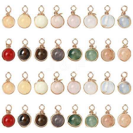 32Pcs 16 Styles Natural & Synthetic Gemstone Pendants PALLOY-SW00089-1