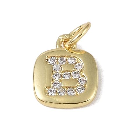 Rack Plating Brass Micro Pave CLear Cubic Zirconia Charms KK-E110-14G-B-1