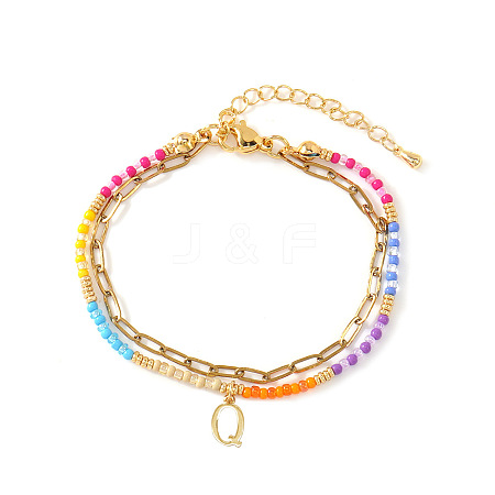 304 Stainless Steel Letter Charm Double-layered Bracelets VG5038-17-1