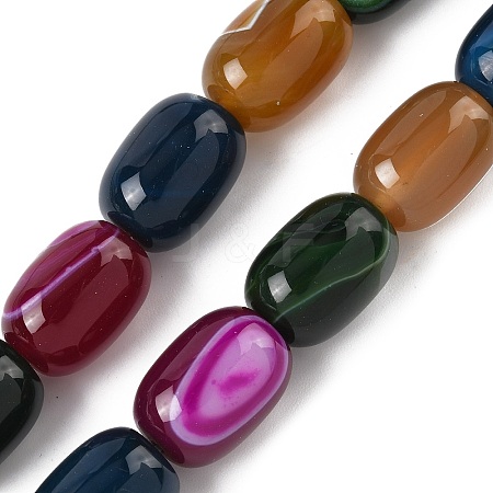 Natural Banded Agate/Striped Agate(Dyed & Heated) Beads Strands G-H324-01E-1