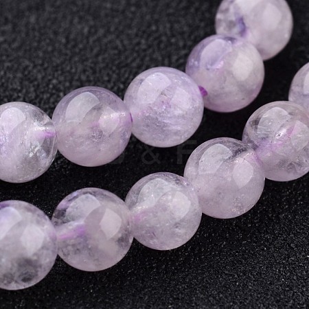 Natural Lavender Amethyst Round Bead Strands G-O134-08-8mm-01-1