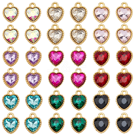 Olycraft 36Pcs 9 Colors Glass Charms GLAA-OC0001-30-1