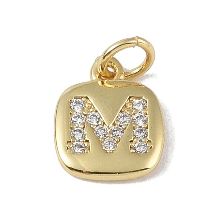 Rack Plating Brass Micro Pave CLear Cubic Zirconia Charms KK-E110-14G-M-1