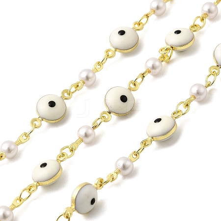 Brass Enamel Round Link Chains KK-D391-04G-1