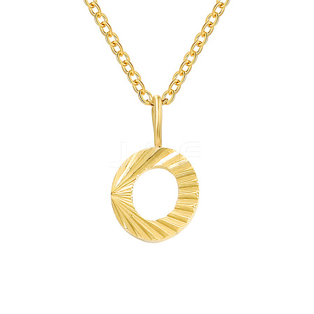 Personalized Stainless Steel Textured Alphabet Initial Pendant Necklaces for Women Men RF0956-15-1