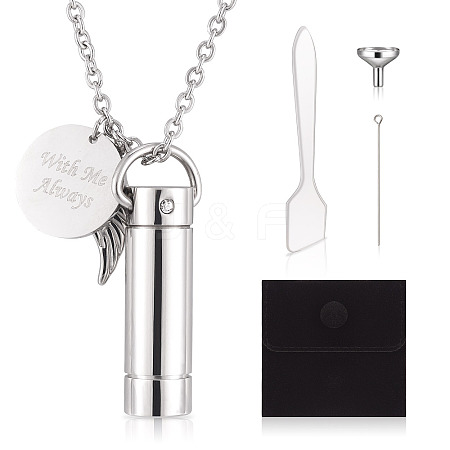 1Pc Word 304 Stainless Steel Column Urn Ashes Necklace DIY-TA0010-07A-1