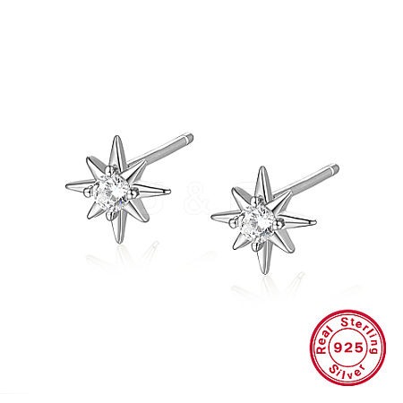 Anti-Tarnish Rhodium Plated Sterling Silver Stud Earrings for Women PD9987-2-1