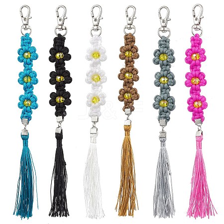 Polyester and Spandex Cord Woven Flower Keychains KEYC-JKC00919-1