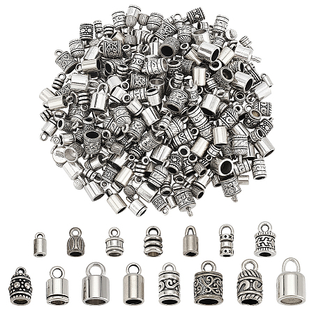 90Pcs 15 Styles Alloy Cord Ends FIND-PH0026-30-1