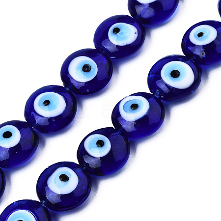 Handmade Evil Eye Lampwork Beads Strands LAMP-N029-009C-1