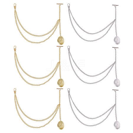 6Pcs 2 Styles Brass Oval Locket Pendant Decotations HJEW-CA00064-1