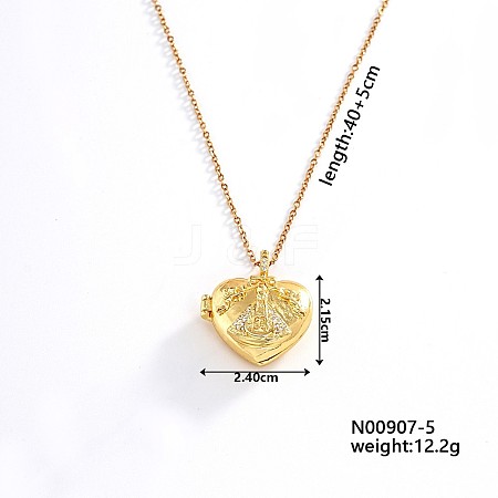 European and American Fashion Heart Shaped Brass Crystal Rhinestone Locket Pendant Necklaces CW4614-4-1