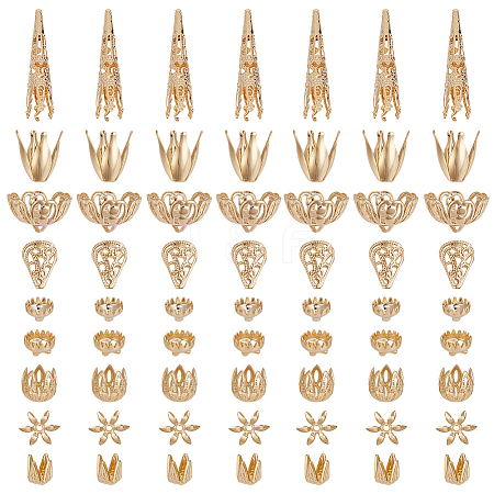 72Pcs 9 Styles Brass Bead Caps FIND-AR0005-37-1