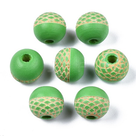 Painted Natural Wood Beads WOOD-S057-072K-1