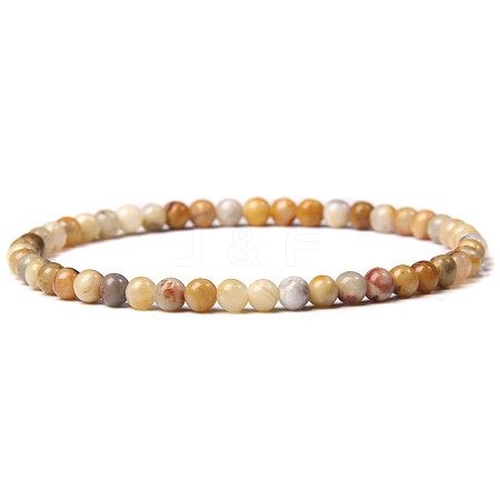 4mm Round Natural Crazy Agate Beads Bracelet for Men KG3069-14-1