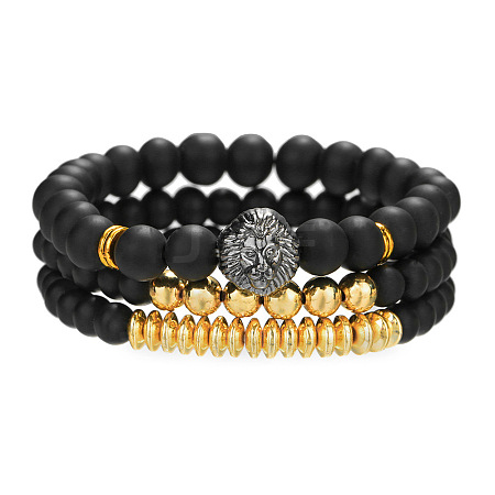 Fashionable retro black matte bracelet set with crown BO9372-1-1