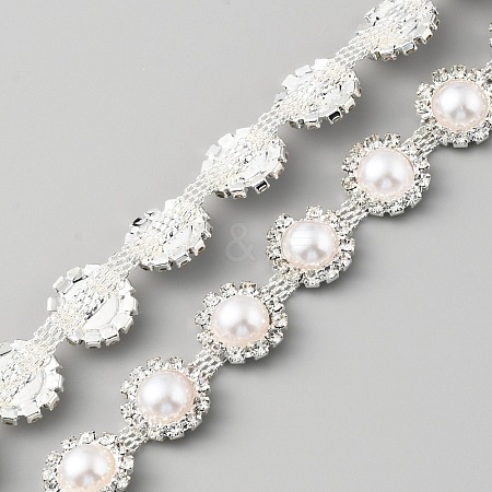 Crystal Rhinestone Cup Chains with Plastic Pearl Beaded DIY-WH0028-32-1