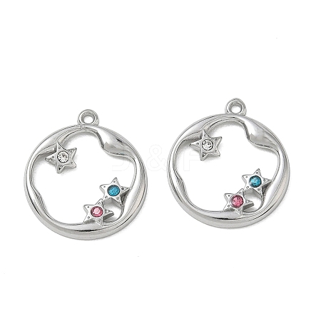 304 Stainless Steel with Rhinestone Pendants SA-CBA49D2-05P-1