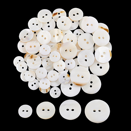  64Pcs 4 Style Natural Freshwater Shell Buttons BUTT-NB0001-69-1