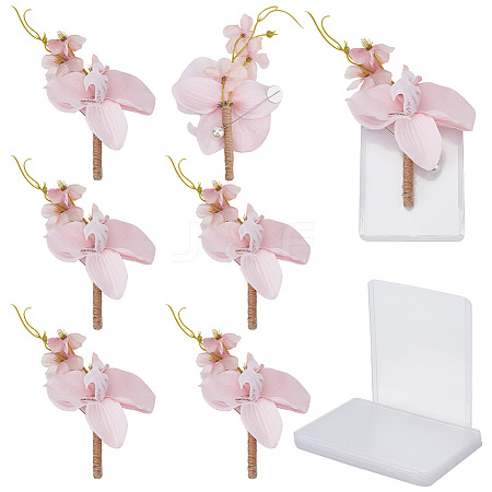 Silk Cloth Artificial Flower Boutonniere AJEW-DR0001-55B-1