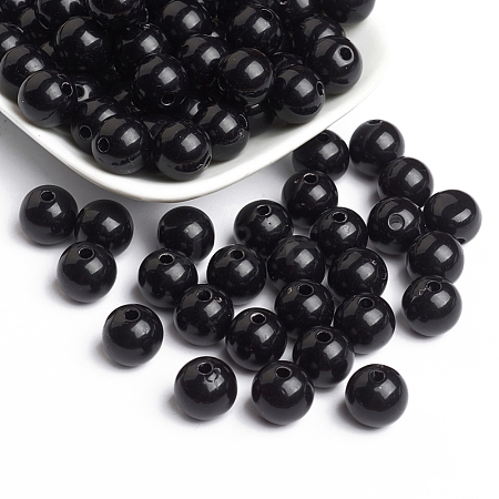 12MM Black Chunky Bubblegum Acrylic Round Solid Beads X-PAB705Y-7-1