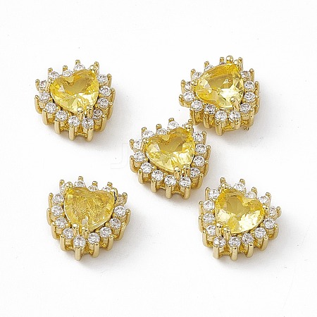 Rack Plating Brass Micro Pave Cubic Zirconia Beads KK-C007-12G-04-1