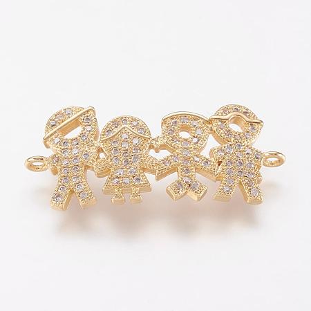 Brass Micro Pave Cubic Zirconia Links ZIRC-G103-11G-1