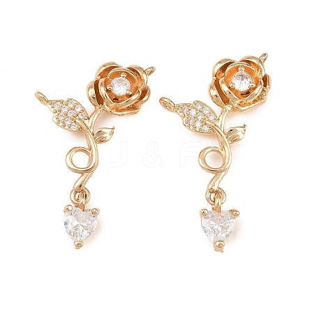 Brass Micro Pave Clear Cubic Zirconia Connector Charms CU-CBA2E4B-08G-1