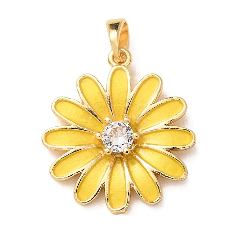 Brass Micro Pave Clear Cubic Zirconia Pendants KK-E803-02G-A-1