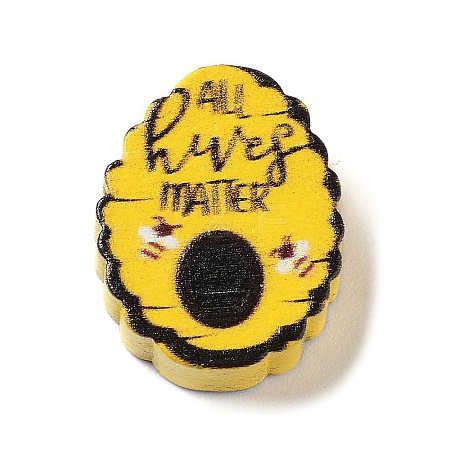 Bee Theme Printed Wood Beads WOOD-M010-04B-1