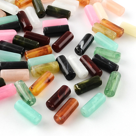 Column Imitation Gemstone Acrylic Beads X-OACR-R030-M-1