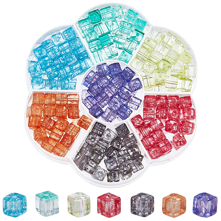 245Pcs 7 Colors Transparent Crackle Glass Beads EGLA-PA0001-42-1