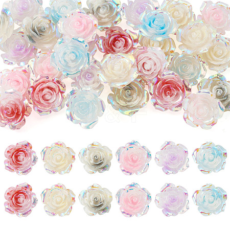 30Pcs 6 Colors Luminous Resin Cabochons CRES-TA0001-79-1