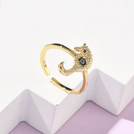 304 Stainless Steel Cubic Zirconia Cuff Open Rings for Women RJEW-Z122-02G-01-1
