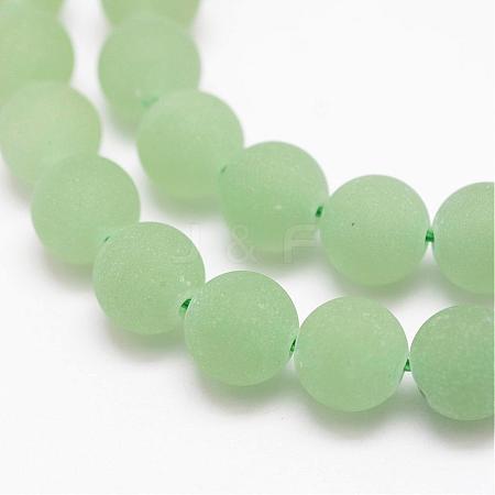 Frosted Round Natural Green Aventurine Beads Strands G-D797-4mm-1