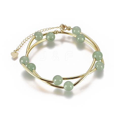 Natural Agate Wrap Bracelets BJEW-E284-04A-1