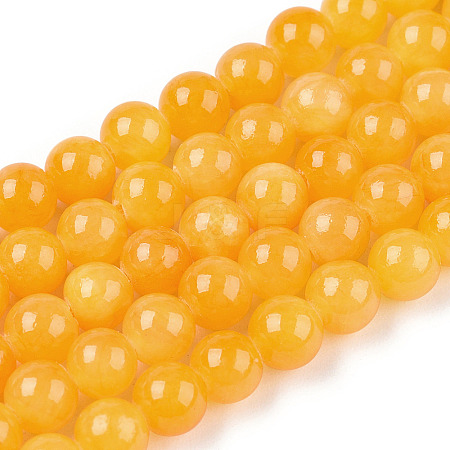 Natural Dyed Yellow Jade Gemstone Bead Strands X-G-R271-6mm-Y08-1