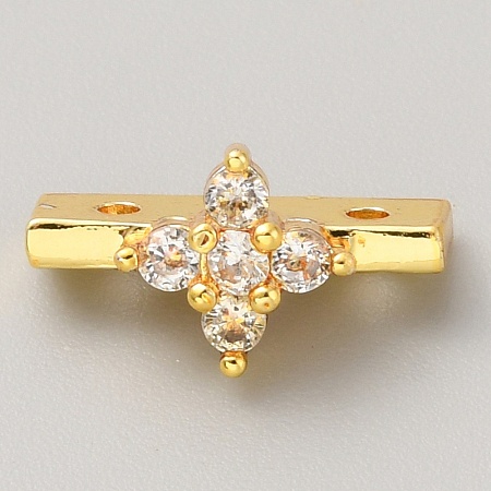 Brass Pave Clear Cubic Zirconia Connector Charms LS-KK-WH0081-22A-G-1