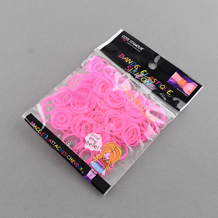 Fluorescent Neon Color Rubber Loom Bands Refills with Accessories DIY-R006-04-1