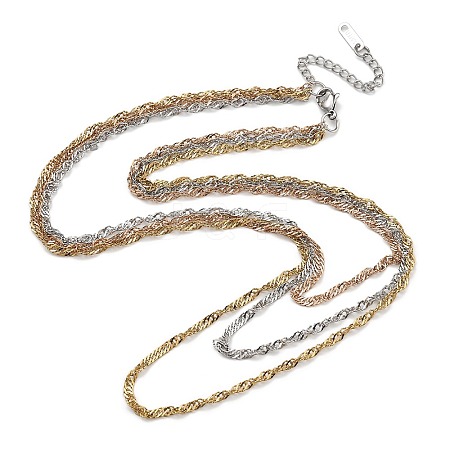 304 Stainless Steel Multi Layered Rope Chain Necklaces NJEW-H043-13MC-1